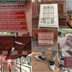Besucherinformationen zum Taj Mahal in Indien: Öffnungszeiten, Routen und Schuhüberzüge für den Hauptmausoleum.
