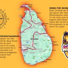 Reiseroute zum Südwestmonsun in Sri Lanka. Entdecke die Insel mit dem Tuk-Tuk auf einem Roadtrip. Perfekt für deine Sri Lanka Sightseeing-Planung!